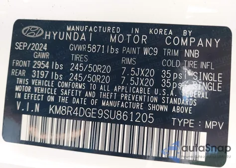 2025 Hyundai Palisade Sel Premium z USA, uszkodzony, nr VIN KM8R4DGE9SU861205